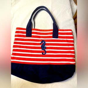 Orange and white stripes tote.